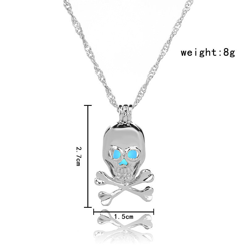 Halloween glow-in-the-dark skull necklace